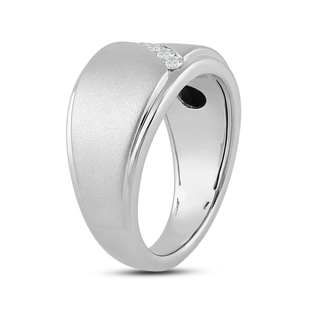 Slant Stone Studded Line Diamond Men's Ring with Platinum / Lab / 1/3 Cut Diamond in 14KT Platinum / Lab / 1/3 view 4
