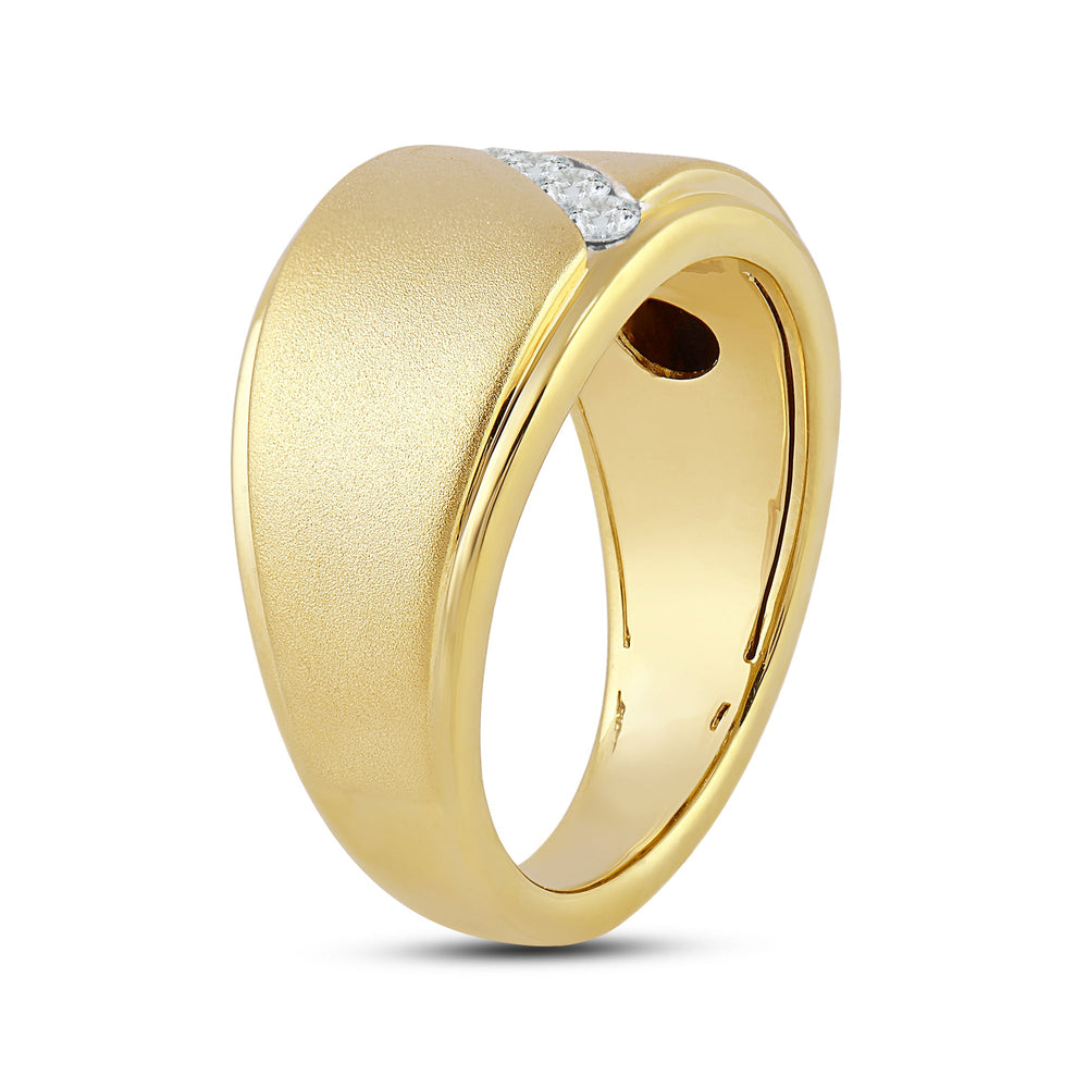 Slant Stone Studded Line Diamond Men's Ring with 18KT Yellow Gold / Lab / 1/3 Cut Diamond in 14KT Yellow Gold / Lab / 1/3 view 4
