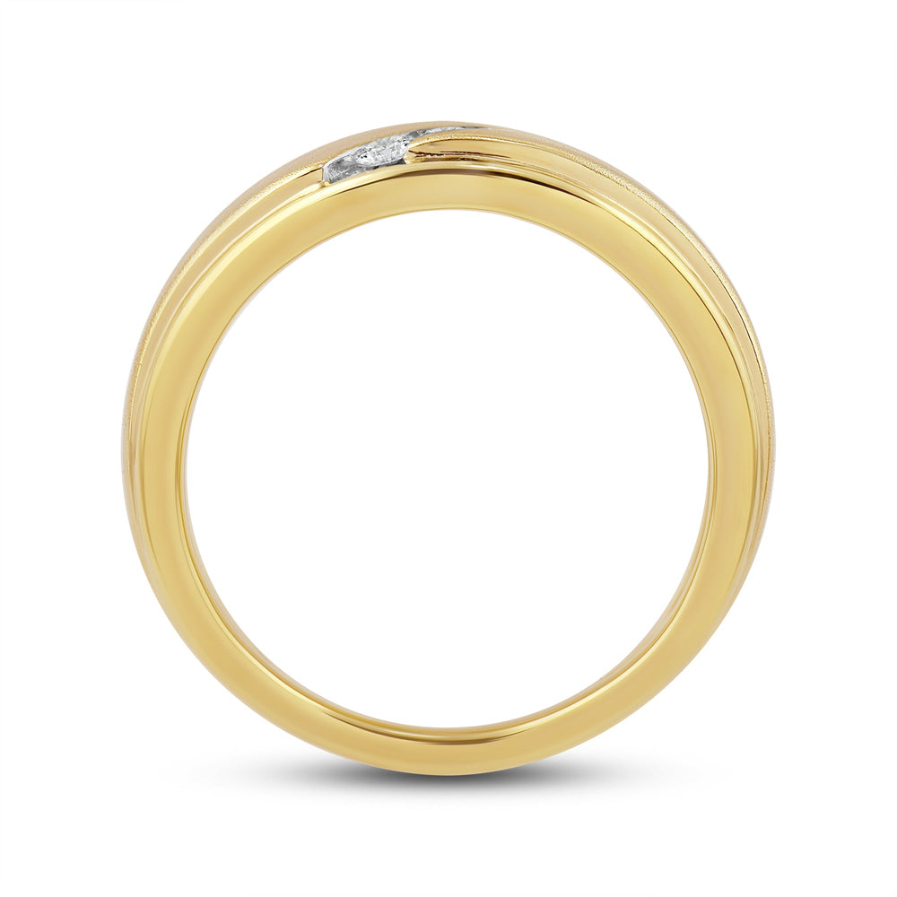 Slant Stone Studded Line Diamond Men's Ring with 18KT Yellow Gold / Lab / 1/3 Cut Diamond in 14KT Yellow Gold / Lab / 1/3 view 2
