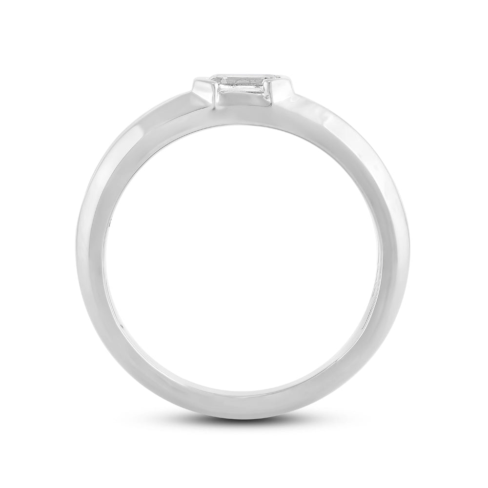 East West Half Bezel Diamond Men's Ring with Platinum / Lab / 1 Cut Diamond in 14KT Platinum / Lab / 1 view 2
