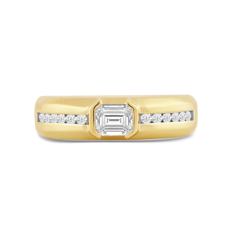 East West Half Bezel Diamond Men's Ring