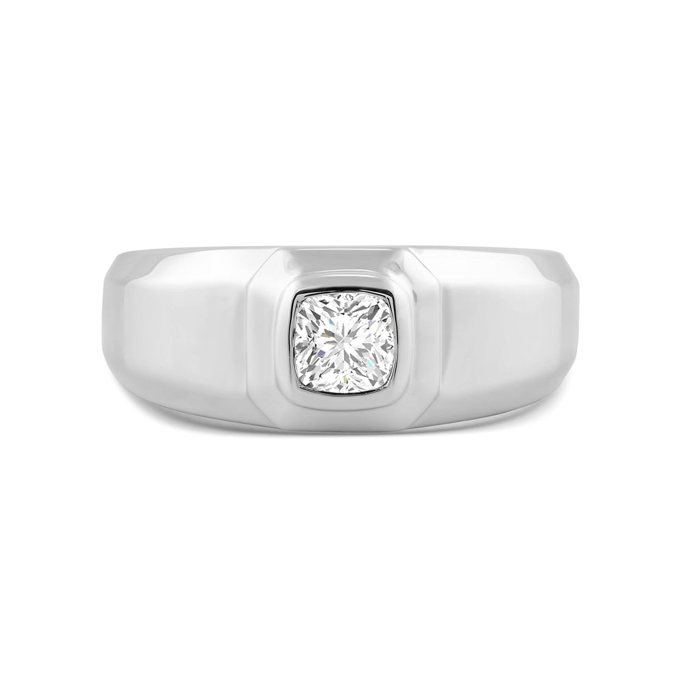 Solitaire Twin Dome Diamond Men's Ring with Platinum / Lab / 3/4 Cut Diamond in 14KT Platinum / Lab / 3/4 view 1
