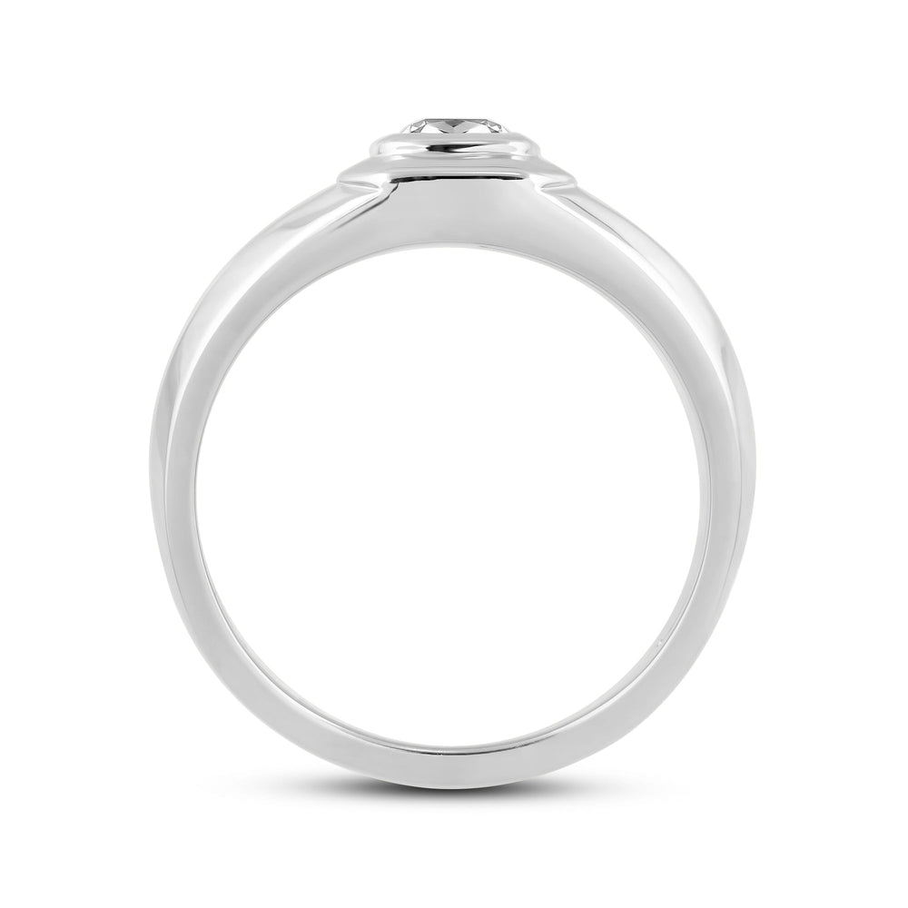 Solitaire Twin Dome Diamond Men's Ring with Platinum / Lab / 3/4 Cut Diamond in 14KT Platinum / Lab / 3/4 view 2
