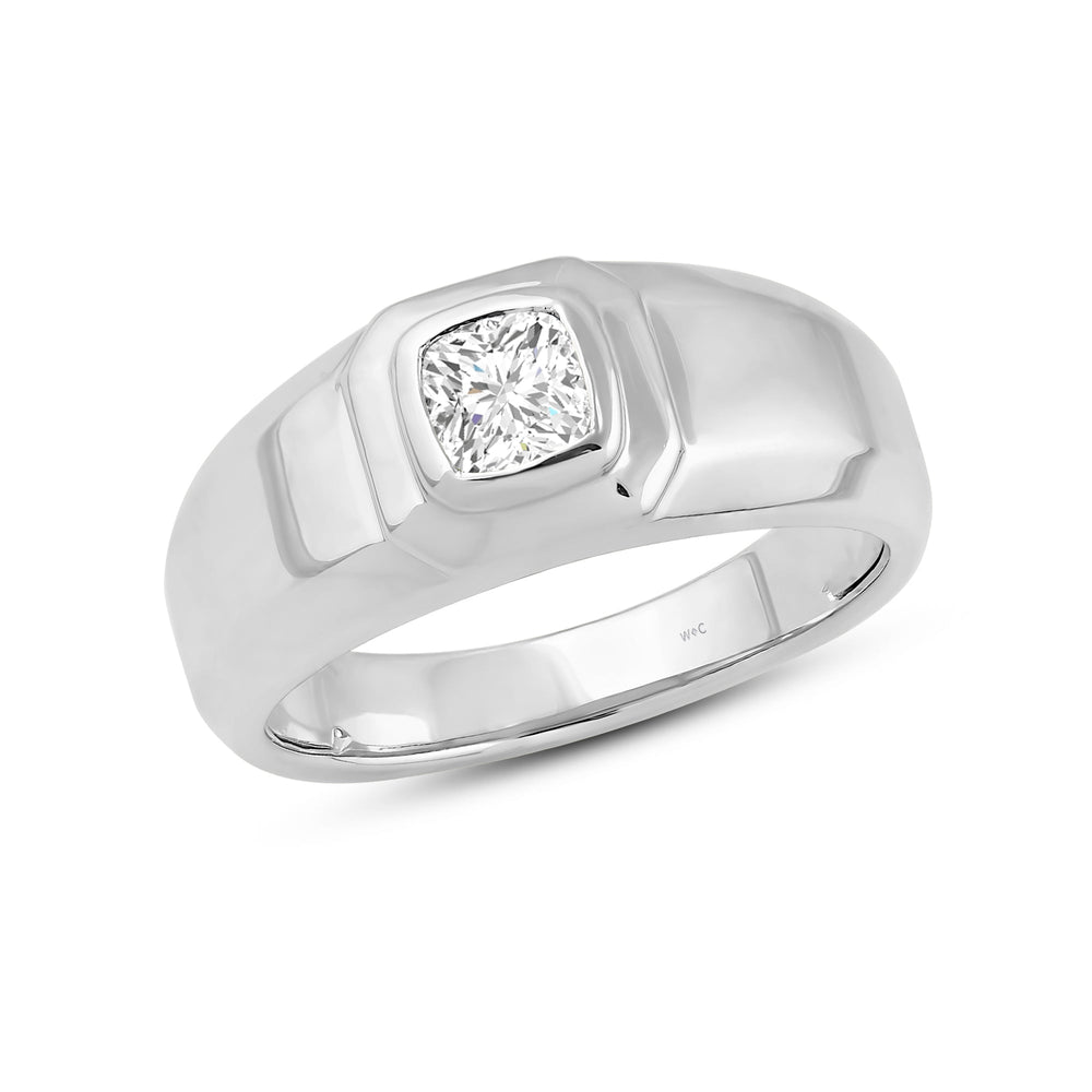 Solitaire Twin Dome Diamond Men's Ring with Platinum / Lab / 3/4 Cut Diamond in 14KT Platinum / Lab / 3/4 view 3
