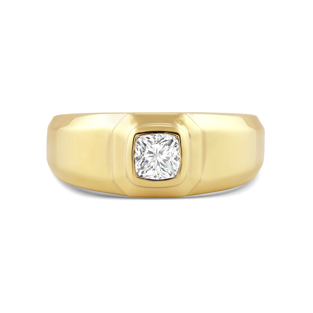 Solitaire Twin Dome Diamond Men's Ring with 18KT Yellow Gold / Lab / 3/4 Cut Diamond in 14KT Yellow Gold / Lab / 3/4 view 1
