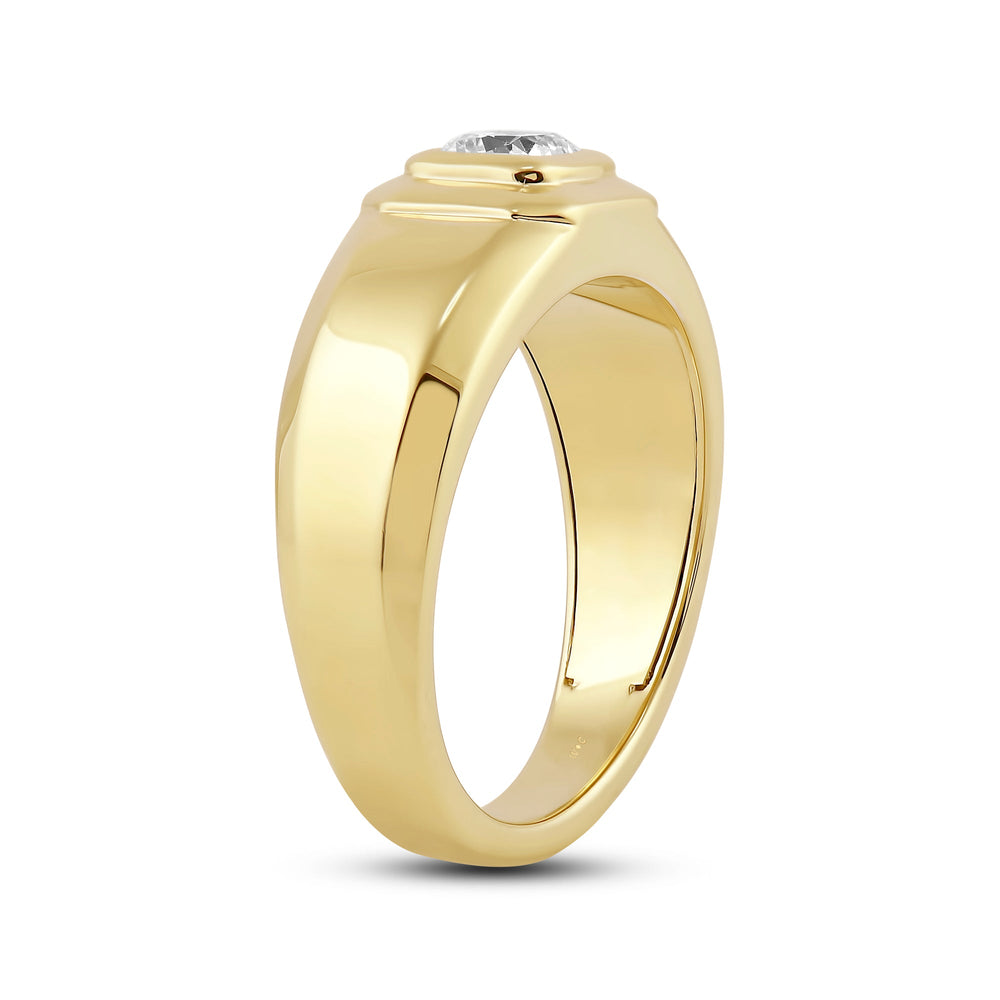 Solitaire Twin Dome Diamond Men's Ring with 18KT Yellow Gold / Lab / 3/4 Cut Diamond in 14KT Yellow Gold / Lab / 3/4 view 4
