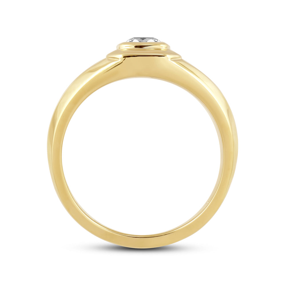 Solitaire Twin Dome Diamond Men's Ring with 18KT Yellow Gold / Lab / 3/4 Cut Diamond in 14KT Yellow Gold / Lab / 3/4 view 2
