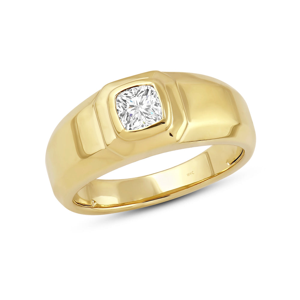 Solitaire Twin Dome Diamond Men's Ring with 18KT Yellow Gold / Lab / 3/4 Cut Diamond in 14KT Yellow Gold / Lab / 3/4 view 3
