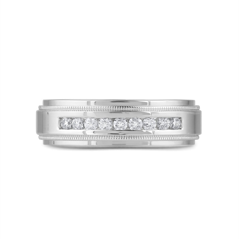 Channel Set Milgrain Stepped Edge Classic Men's Band