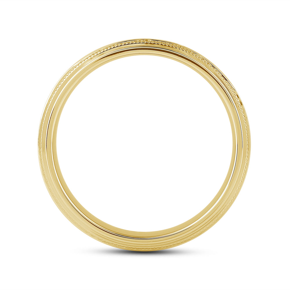 Channel Set Milgrain Stepped Edge Classic Men's Band with 14KT Yellow Gold / Lab / 1/4 Cut Diamond in 14KT Yellow Gold / Lab / 1/4 view 2
