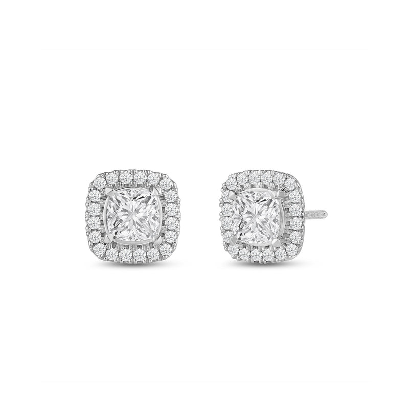 Cushion Diamond Halo Earrings