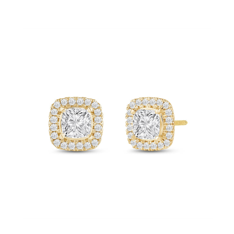 Cushion Diamond Halo Earrings