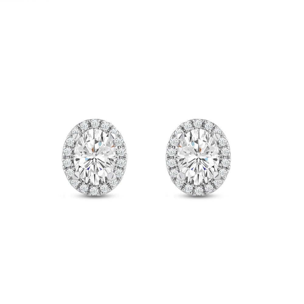 Oval Diamond Halo Earrings with 14KT White Gold / Lab / 3 1/4 Cut Diamond in 14KT White Gold / Lab / 3 1/4 view 4
