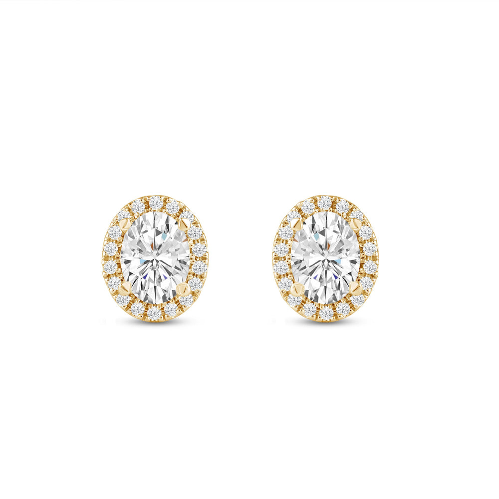 Oval Diamond Halo Earrings with 14KT Yellow Gold / Lab / 3 1/4 Cut Diamond in 14KT Yellow Gold / Lab / 3 1/4 view 4
