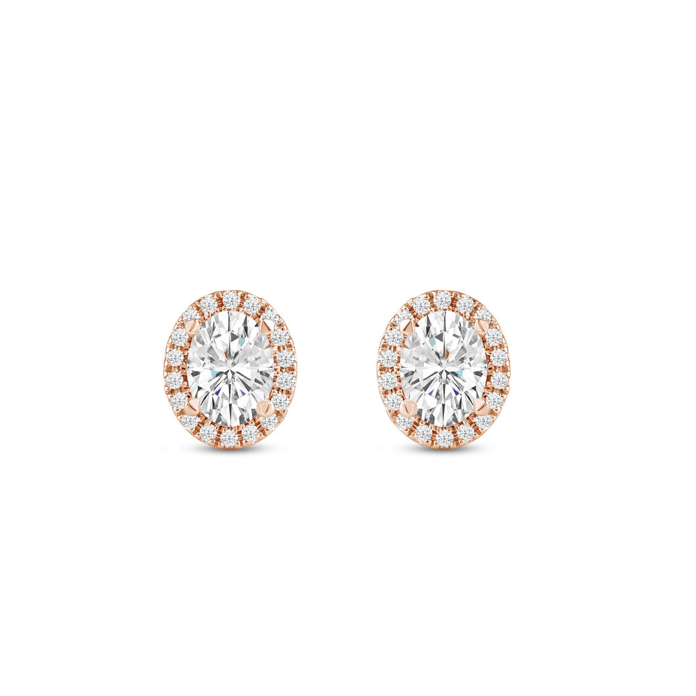 Oval Diamond Halo Earrings with 14KT Rose Gold / Lab / 2 1/3 Cut Diamond in 14KT Rose Gold / Lab / 2 1/3 view 4
