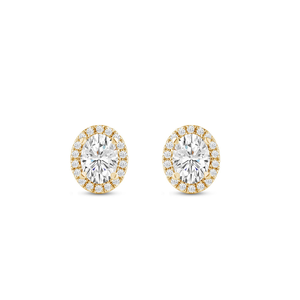 Oval Diamond Halo Earrings with 14KT Yellow Gold / Lab / 2 1/3 Cut Diamond in 14KT Yellow Gold / Lab / 2 1/3 view 4
