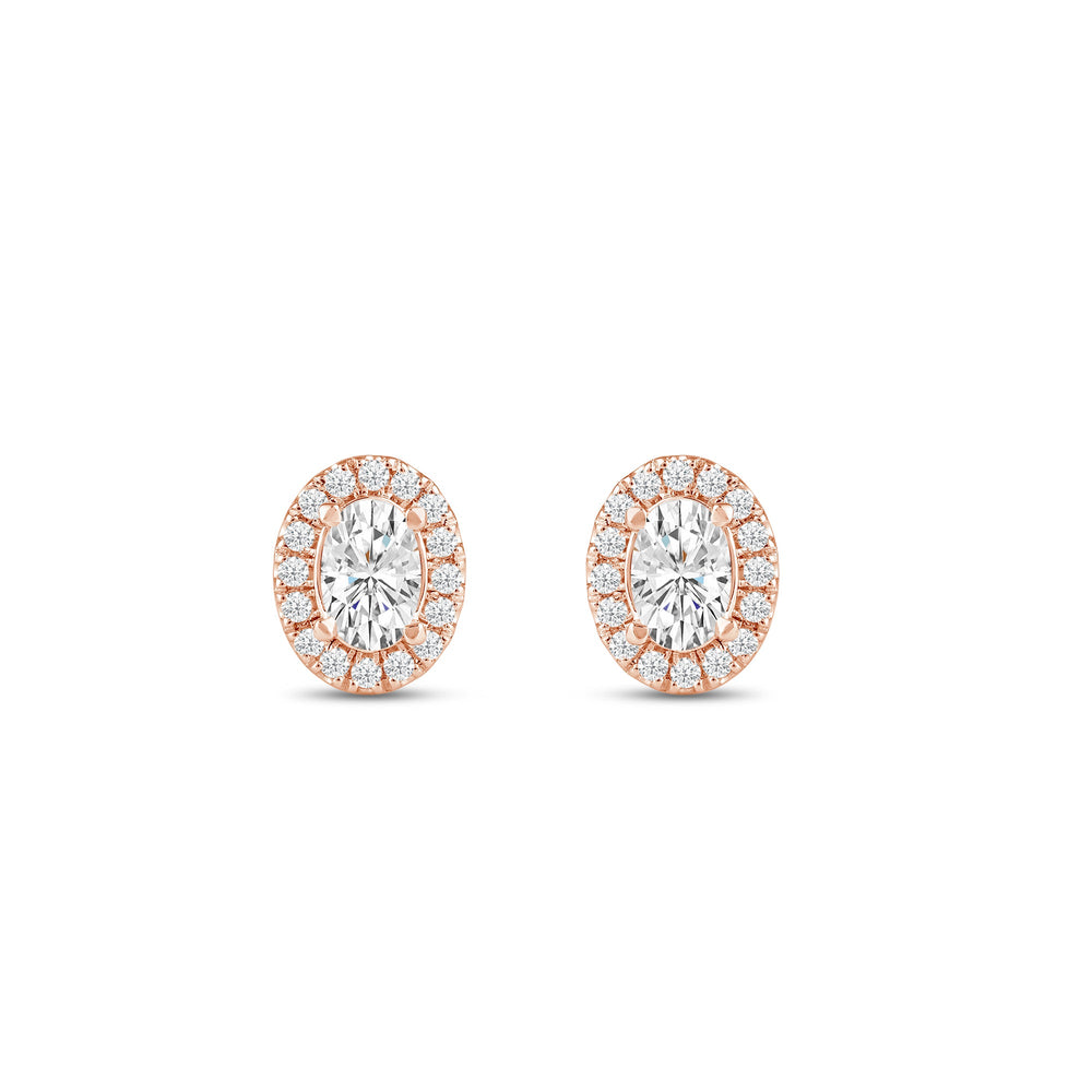 Oval Diamond Halo Earrings with 14KT Rose Gold / Lab / 1 1/4 Cut Diamond in 14KT Rose Gold / Lab / 1 1/4 view 4

