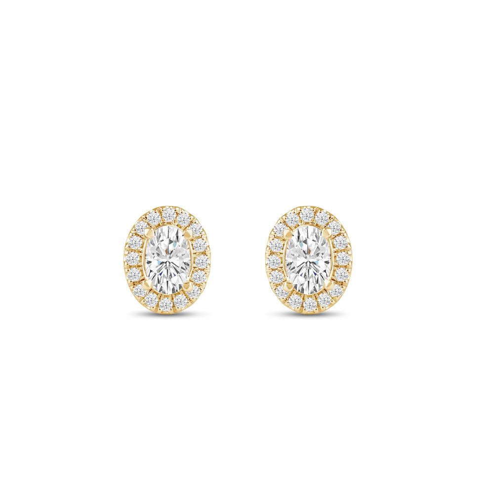 Oval Diamond Halo Earrings with 14KT Yellow Gold / Lab / 1 1/4 Cut Diamond in 14KT Yellow Gold / Lab / 1 1/4 view 4
