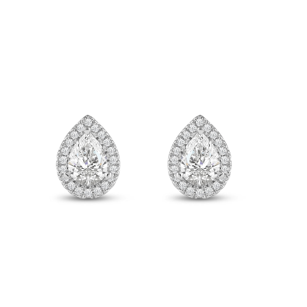 Pear Diamond Halo Earrings with 14KT White Gold / Lab / 3 1/2 Cut Diamond in 14KT White Gold / Lab / 3 1/2 view 4
