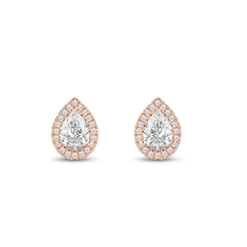 Pear Diamond Halo Earrings with 14KT Rose Gold / Lab / 2 1/3 Cut Diamond in 14KT Rose Gold / Lab / 2 1/3 view 4
