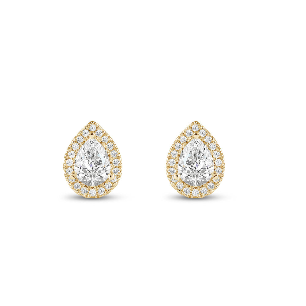 Pear Diamond Halo Earrings with 14KT Yellow Gold / Lab / 2 1/3 Cut Diamond in 14KT Yellow Gold / Lab / 2 1/3 view 4
