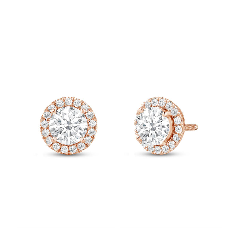 Round Diamond Halo Earrings