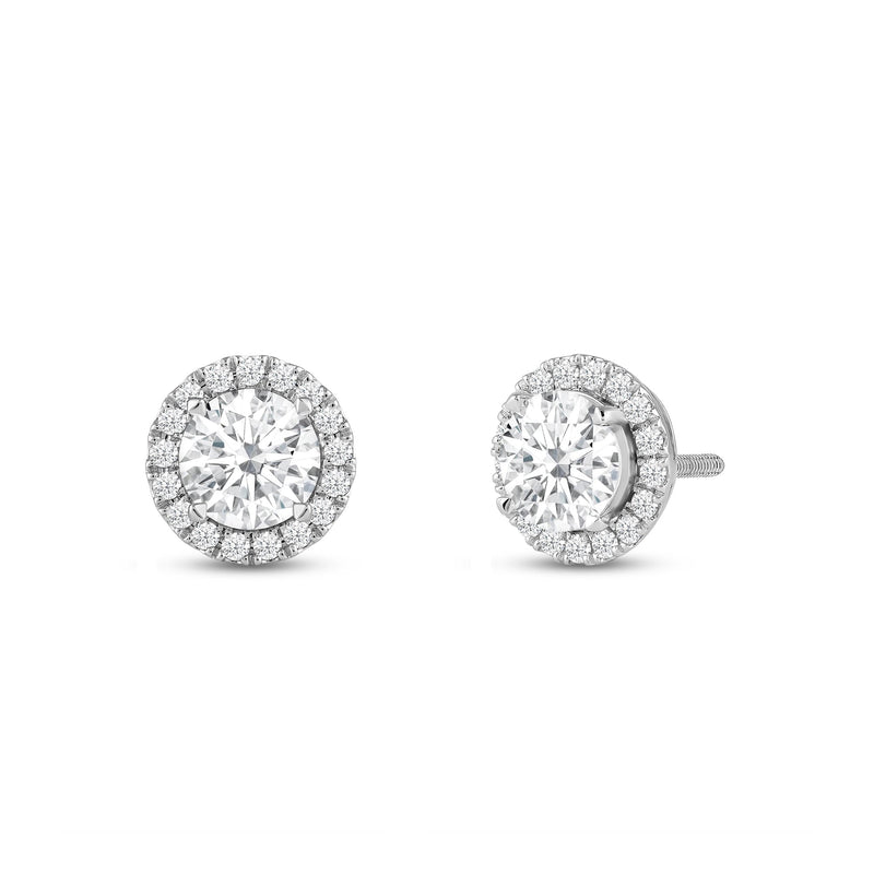 Round Diamond Halo Earrings