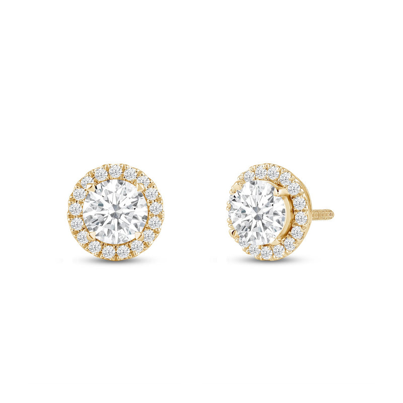 Round Diamond Halo Earrings