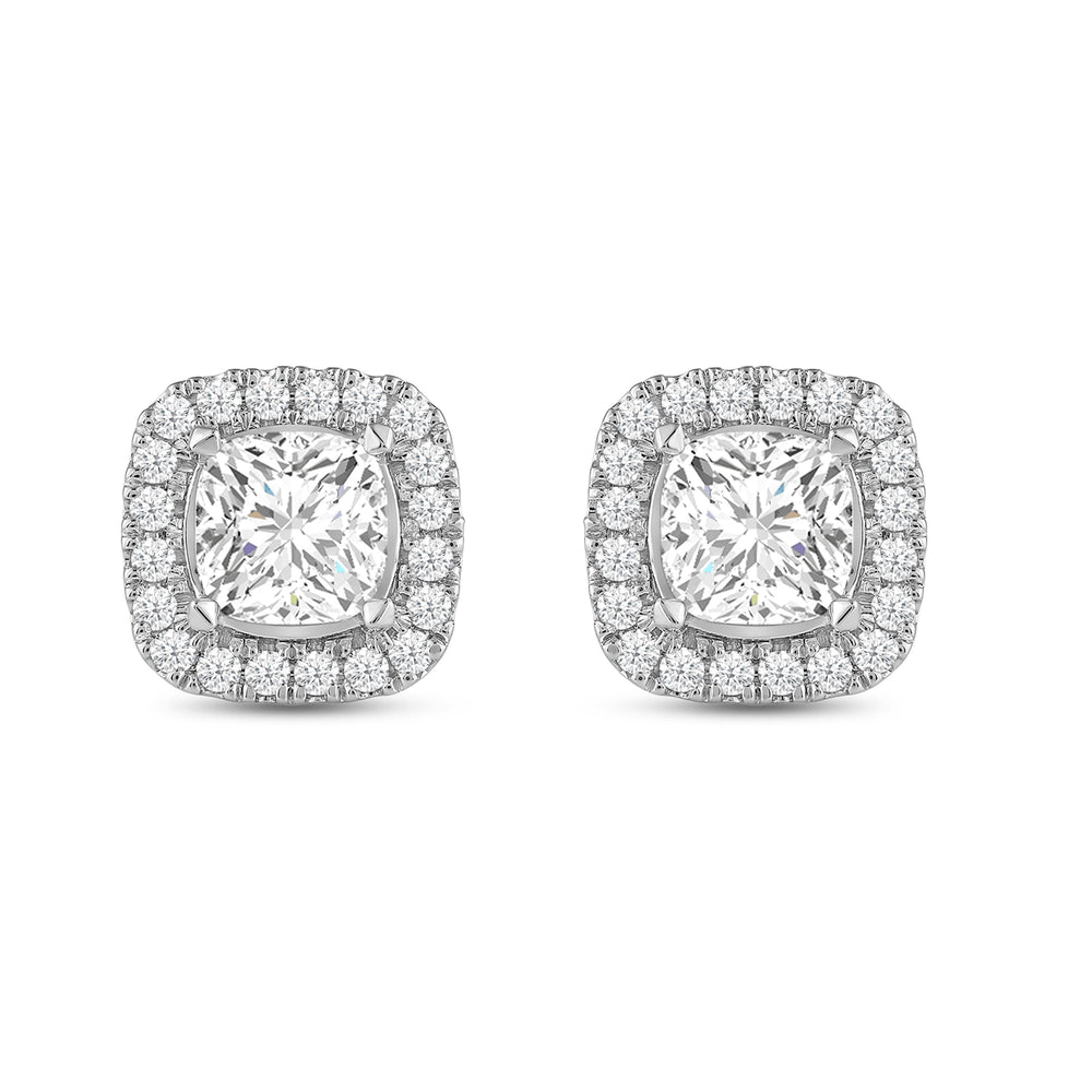 Cushion Diamond Halo Earrings with 14KT White Gold / Lab / 4 5/8 Cut Diamond in 14KT White Gold / Lab / 4 5/8 view 4
