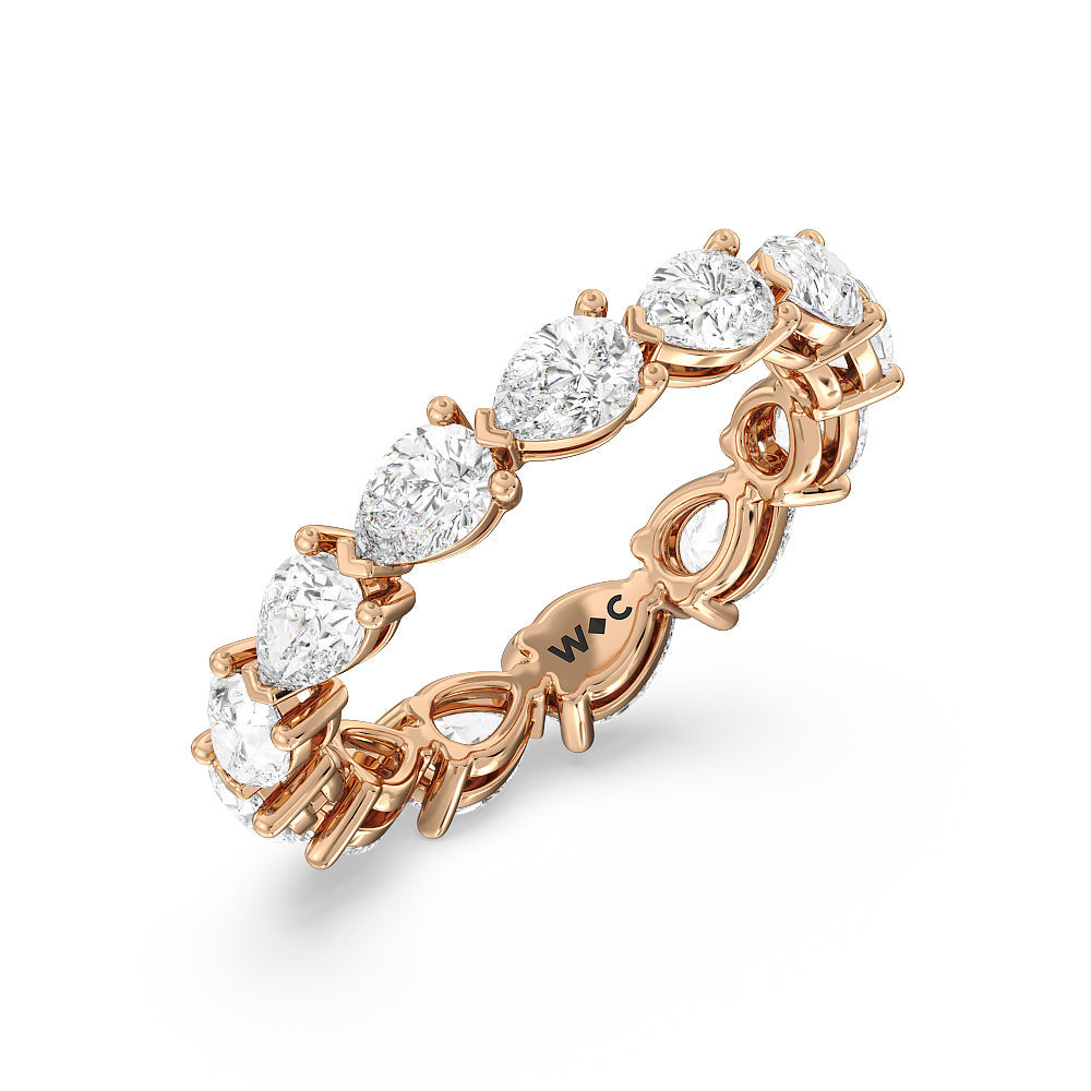 Trailing Pear Eternity Ring with 18KT Rose Gold / Natural / 3 Cut Diamond in 14KT Rose Gold / Natural / 3 view 2
