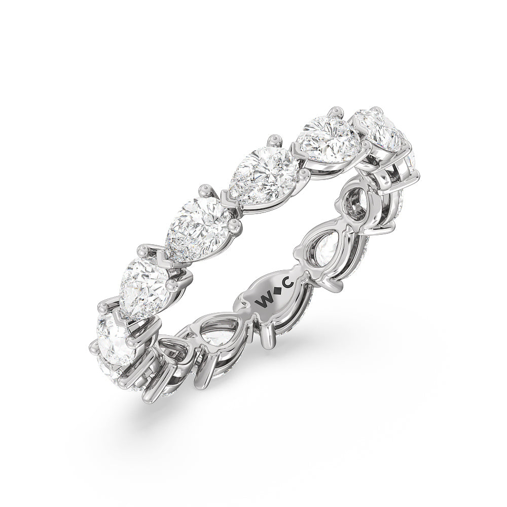 Trailing Pear Eternity Ring with Platinum / Natural / 3 Cut Diamond in 14KT Platinum / Natural / 3 view 2
