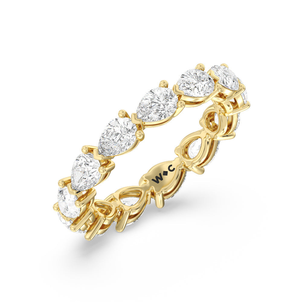 Trailing Pear Eternity Ring with 18KT Yellow Gold / Natural / 3 Cut Diamond in 14KT Yellow Gold / Natural / 3 view 2
