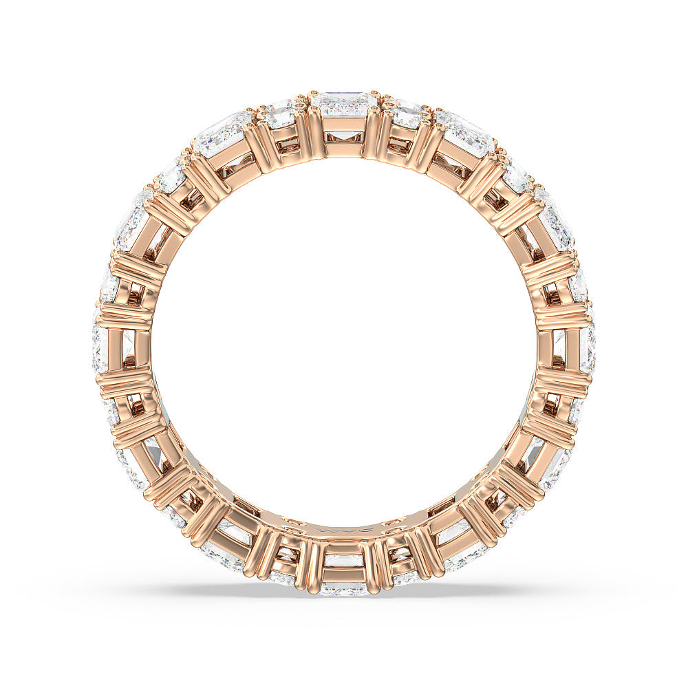 Emeralds & Rounds Station Eternity Ring with 18KT Rose Gold / Natural / 3 7/8 Cut Diamond in 14KT Rose Gold / Natural / 3 7/8 view 2
