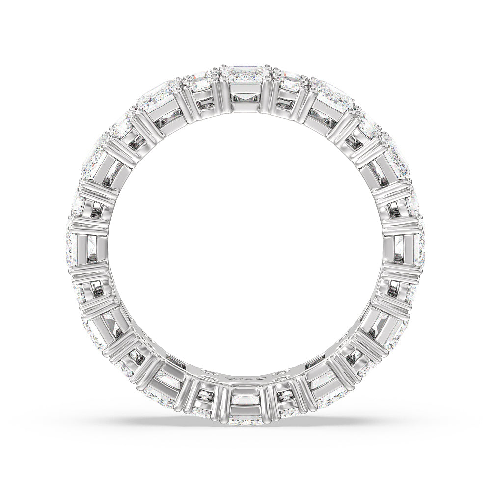 Emeralds & Rounds Station Eternity Ring with Platinum / Natural / 3 7/8 Cut Diamond in 14KT Platinum / Natural / 3 7/8 view 2
