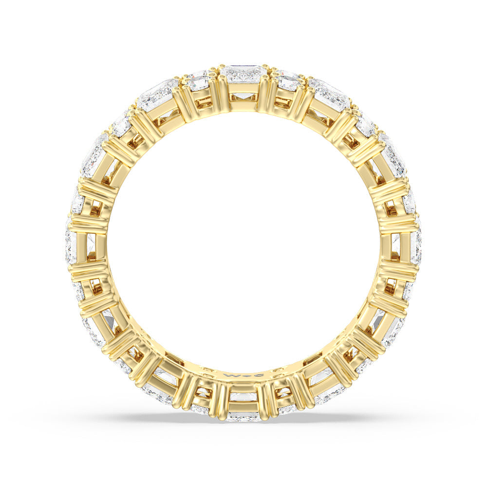 Emeralds & Rounds Station Eternity Ring with 18KT Yellow Gold / Natural / 3 7/8 Cut Diamond in 14KT Yellow Gold / Natural / 3 7/8 view 2
