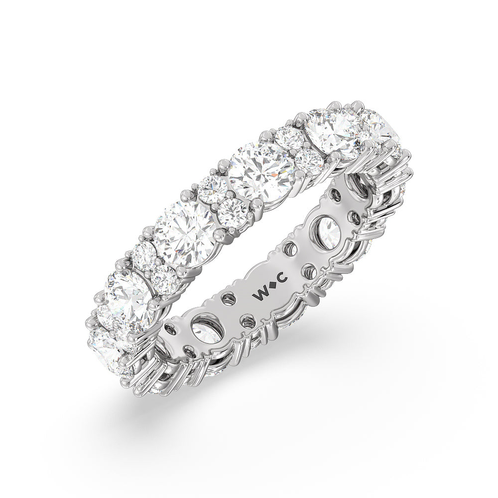 Round Station Eternity Ring (F/G SI+) with Platinum / Natural / 4 5/8 Cut Diamond in 14KT Platinum / Natural / 4 5/8 view 2
