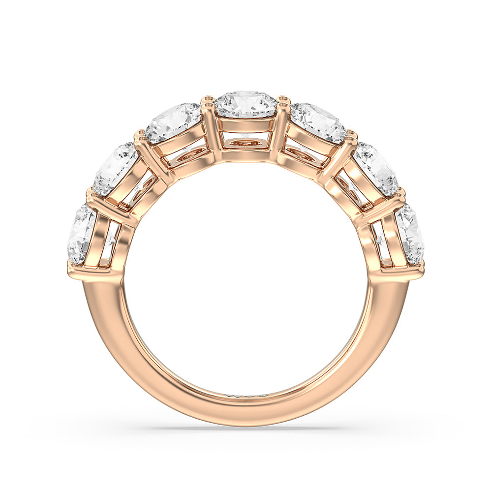 Seven Stone Round Diamond Anniversary Ring (E+ VS+) with 18KT Rose Gold / Lab / 3 Cut Diamond in 14KT Rose Gold / Lab / 3 view 4
