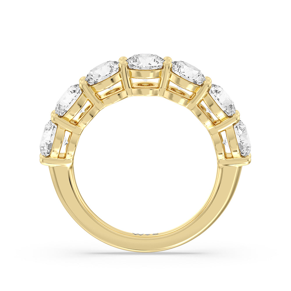 Seven Stone Round Diamond Anniversary Ring (E+ VS+) with 18KT Yellow Gold / Lab / 3 Cut Diamond in 14KT Yellow Gold / Lab / 3 view 4
