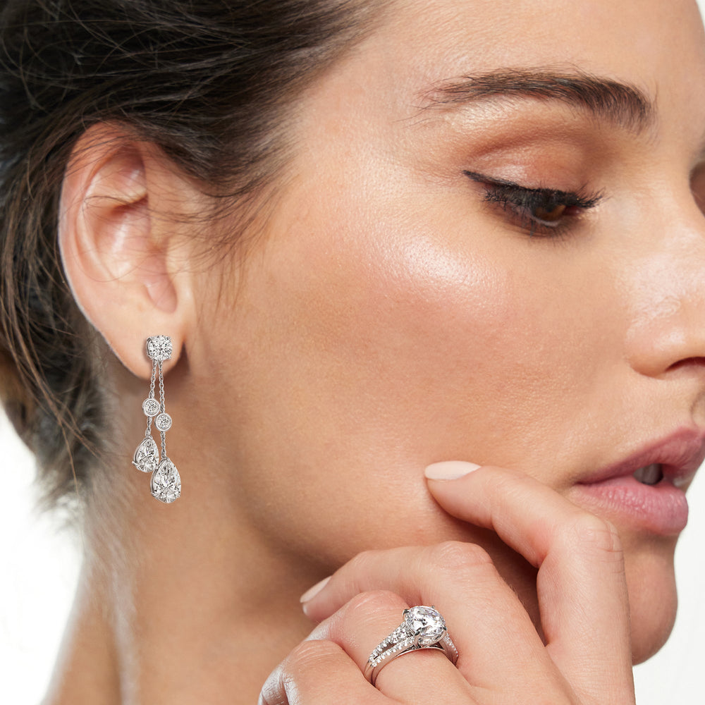 Model Wearing Pear Chandelier Station Earrings view