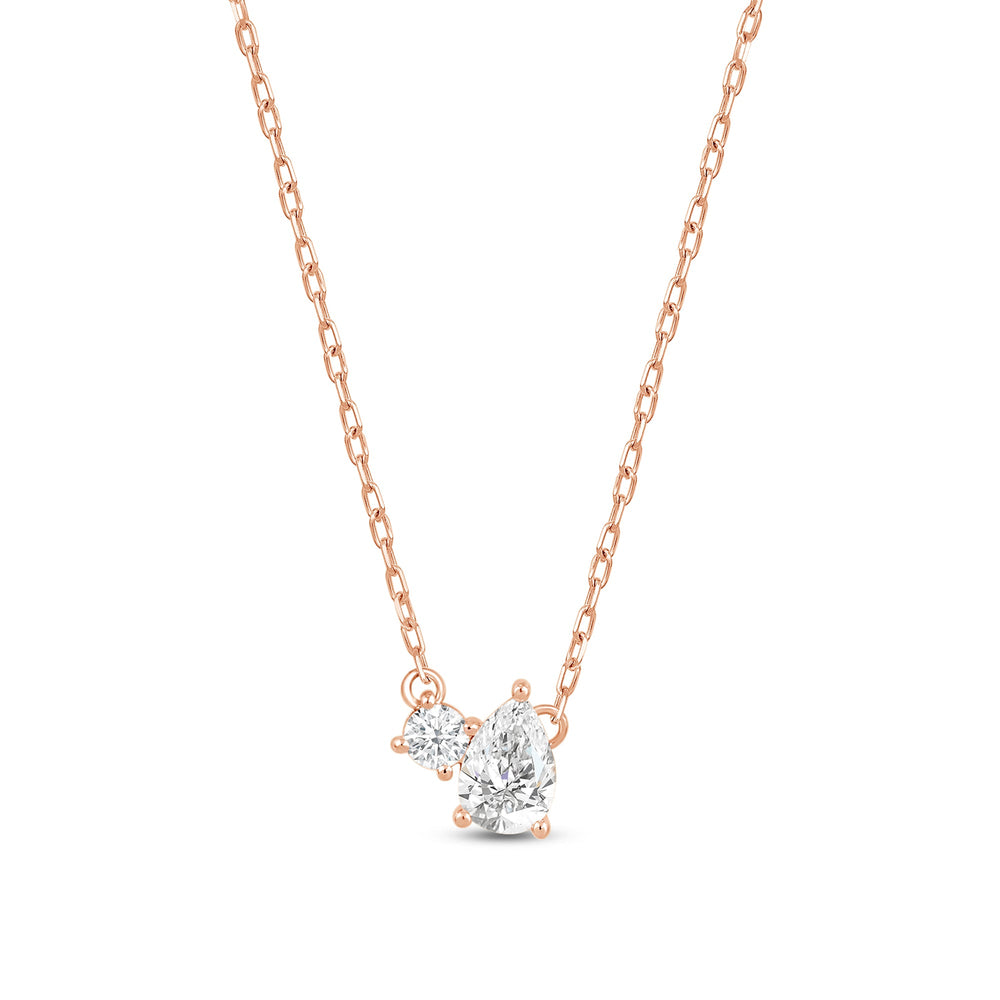 Duet Pear Necklace with 14KT Rose Gold / Lab / 1/2 Cut Diamond in 14KT Rose Gold / Lab / 1/2 view 5
