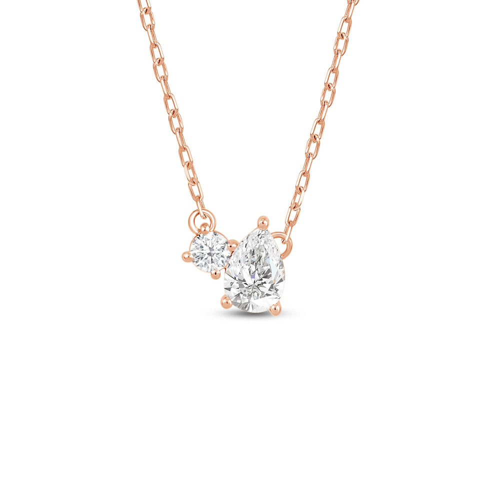 Duet Pear Necklace with 14KT Rose Gold / Lab / 1/2 Cut Diamond in 14KT Rose Gold / Lab / 1/2 view 1

