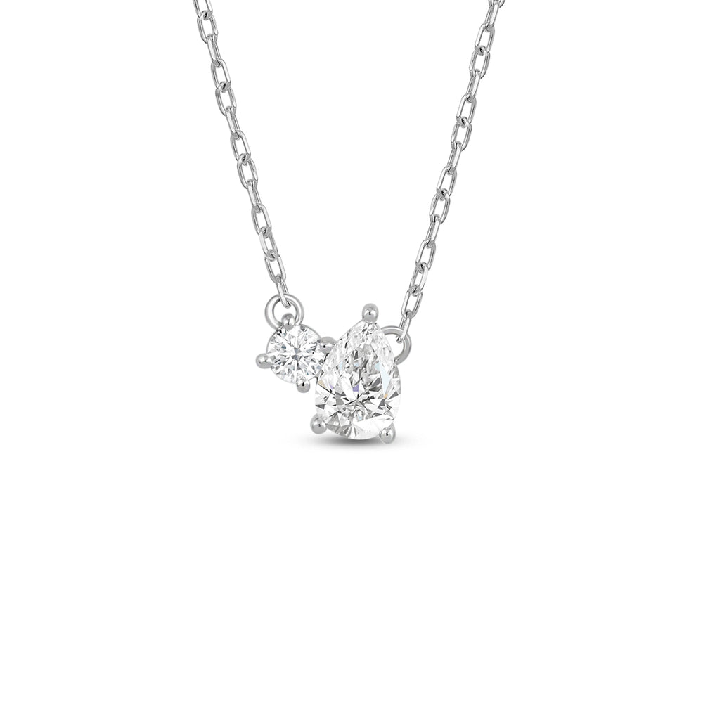 Duet Pear Necklace with 14KT White Gold / Lab / 1/2 Cut Diamond in 14KT White Gold / Lab / 1/2 view 1

