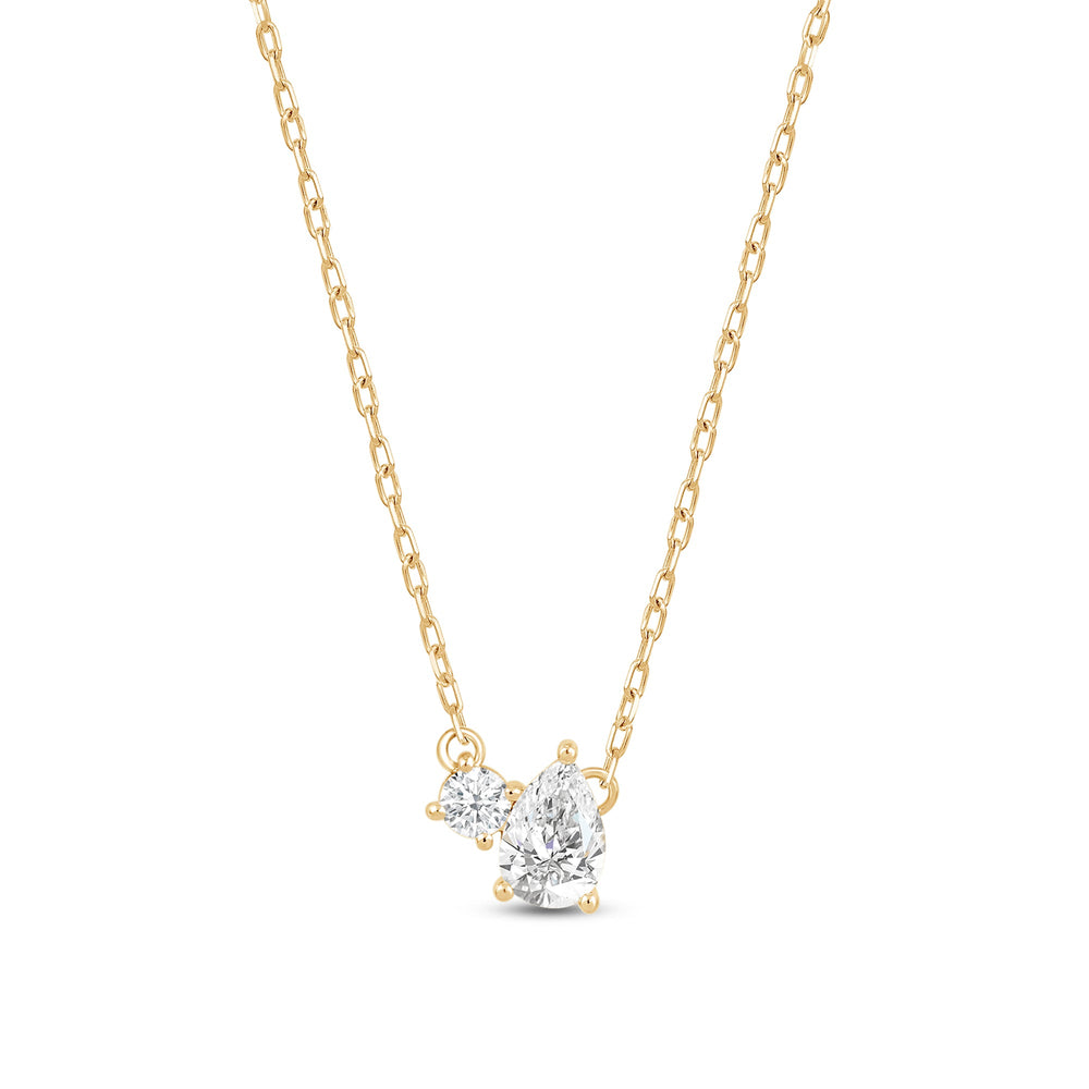 Duet Pear Necklace with 14KT Yellow Gold / Lab / 1/2 Cut Diamond in 14KT Yellow Gold / Lab / 1/2 view 5
