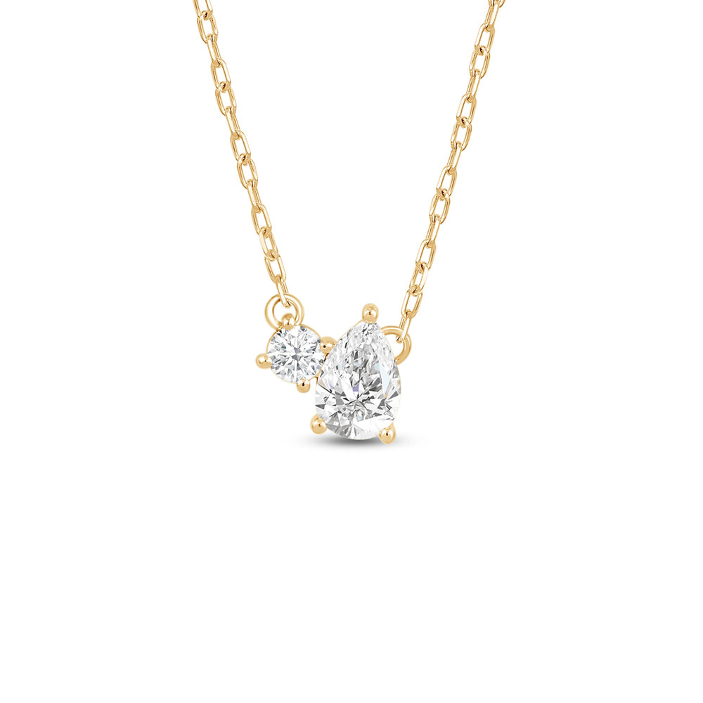 Duet Pear Necklace with 14KT Yellow Gold / Lab / 1/2 Cut Diamond in 14KT Yellow Gold / Lab / 1/2 view 1
