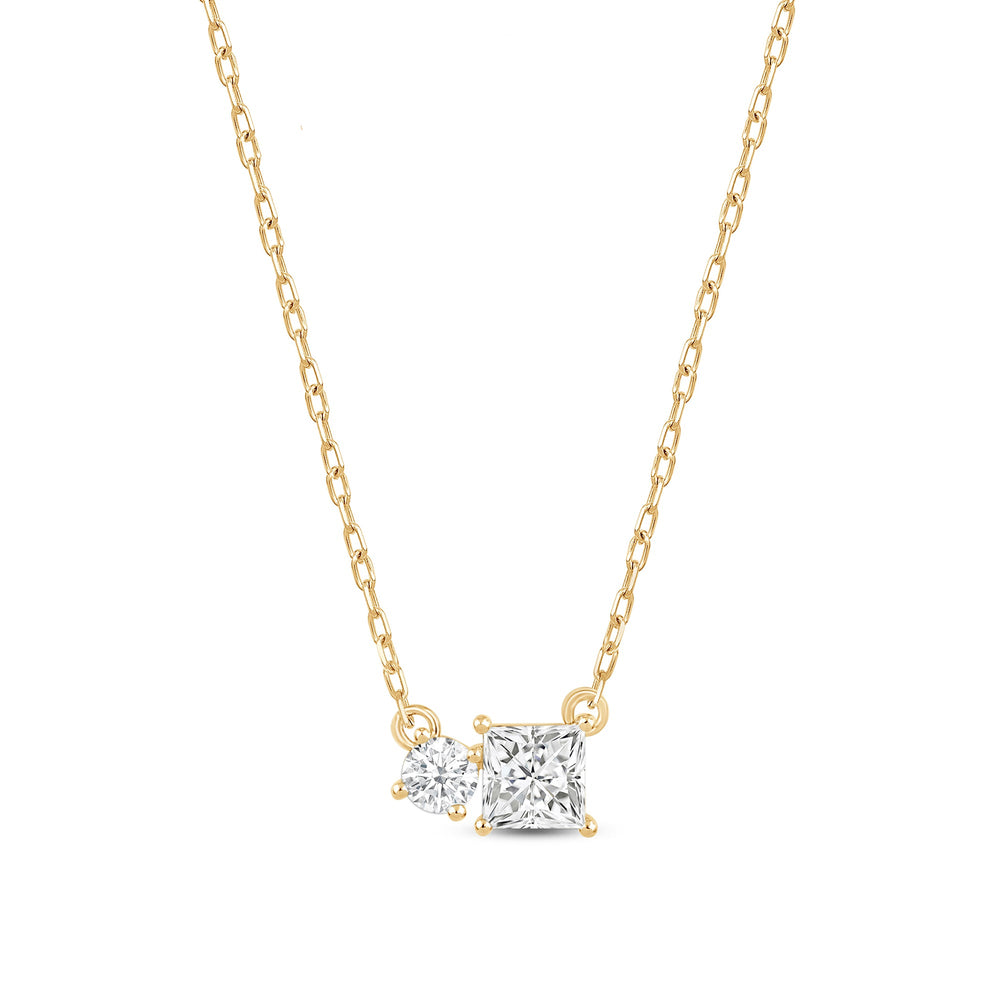 Duet Princess Necklace with 14KT Yellow Gold / Lab / 1/2 Cut Diamond in 14KT Yellow Gold / Lab / 1/2 view 5
