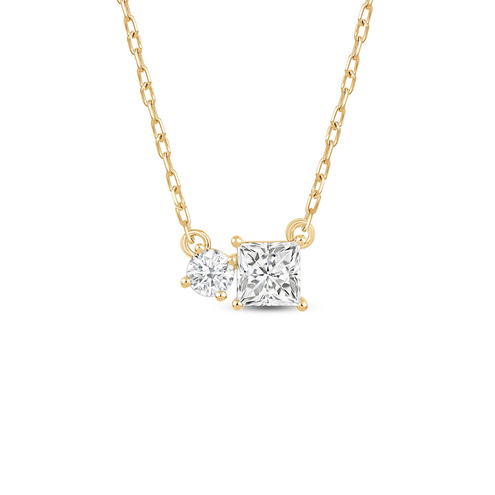 Duet Princess Necklace with 14KT Yellow Gold / Lab / 1/2 Cut Diamond in 14KT Yellow Gold / Lab / 1/2 view 1
