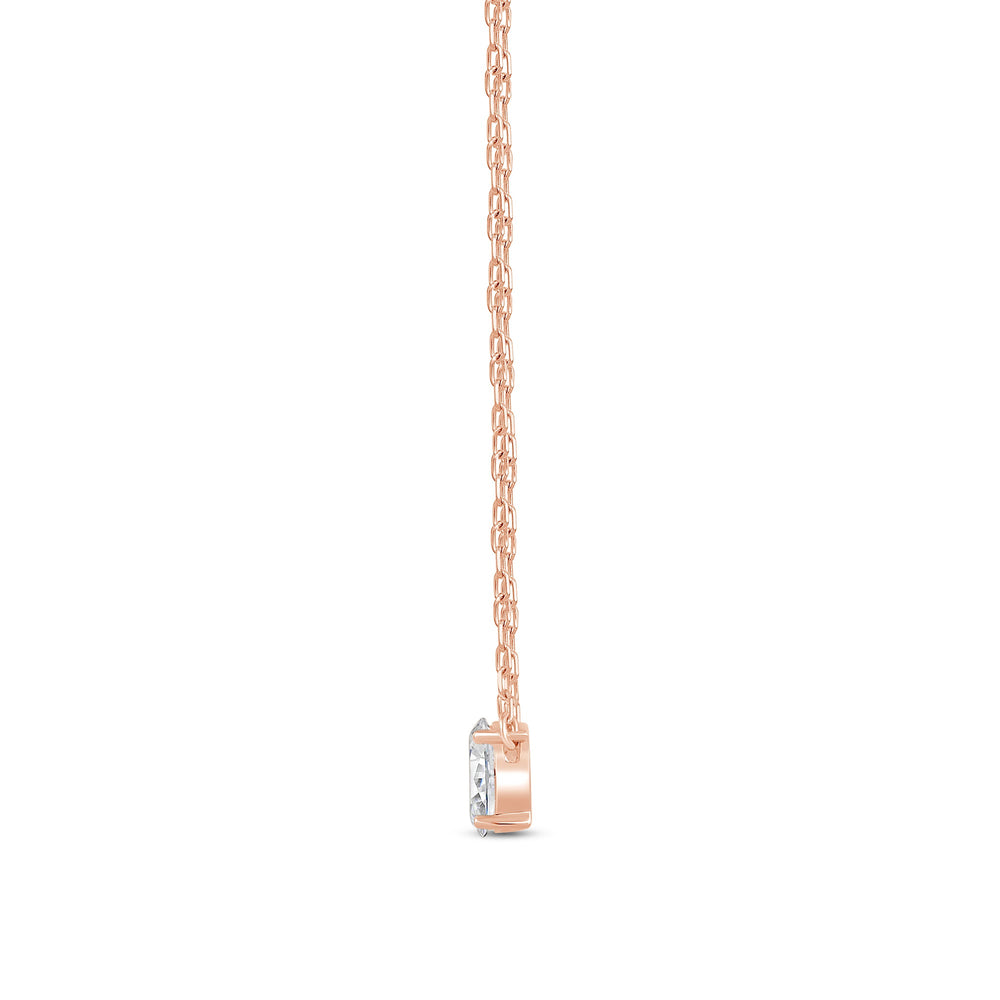 Duet Oval Necklace with 14KT Rose Gold / Lab / 1/2 Cut Diamond in 14KT Rose Gold / Lab / 1/2 view 4
