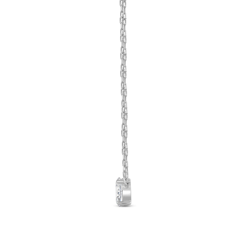 Duet Oval Necklace with 14KT White Gold / Lab / 1/2 Cut Diamond in 14KT White Gold / Lab / 1/2 view 4
