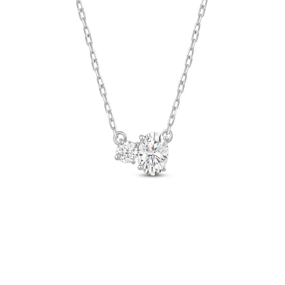 Duet Oval Necklace with 14KT White Gold / Lab / 1/2 Cut Diamond in 14KT White Gold / Lab / 1/2 view 1
