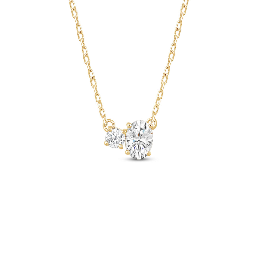 Duet Oval Necklace with 14KT Yellow Gold / Lab / 1/2 Cut Diamond in 14KT Yellow Gold / Lab / 1/2 view 1
